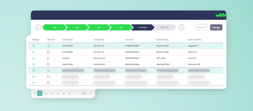 Screenshot of Traction Complete UI illustrating the final steps of the automated lead-to-account matching process.