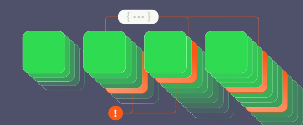 Infographic depicting the technical risks of native Salesforce account hierarchy management. The visual shows stacked layers of logic and a warning symbol, representing the Apex CPU limit errors and maintenance overhead that occur when RevOps teams try to build multi-level hierarchy structures manually.