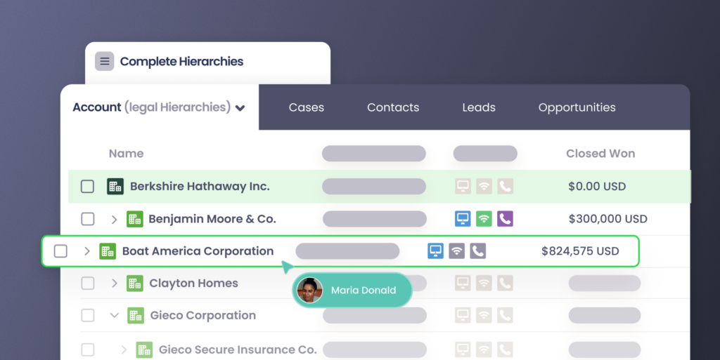 A screenshot of Traction Complete's Complete Hierarchies UI, alluding to its Any-Object rollup feature.