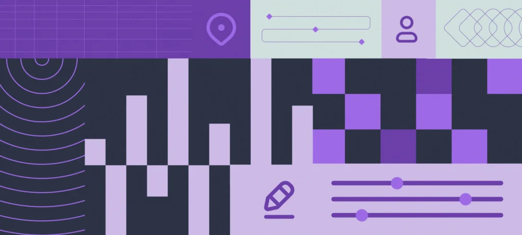 Illustration for how RevOps teams run Salesforce data stewardship: threshold sliders, a user icon, an edit pencil, and a bar chart in purple and navy.