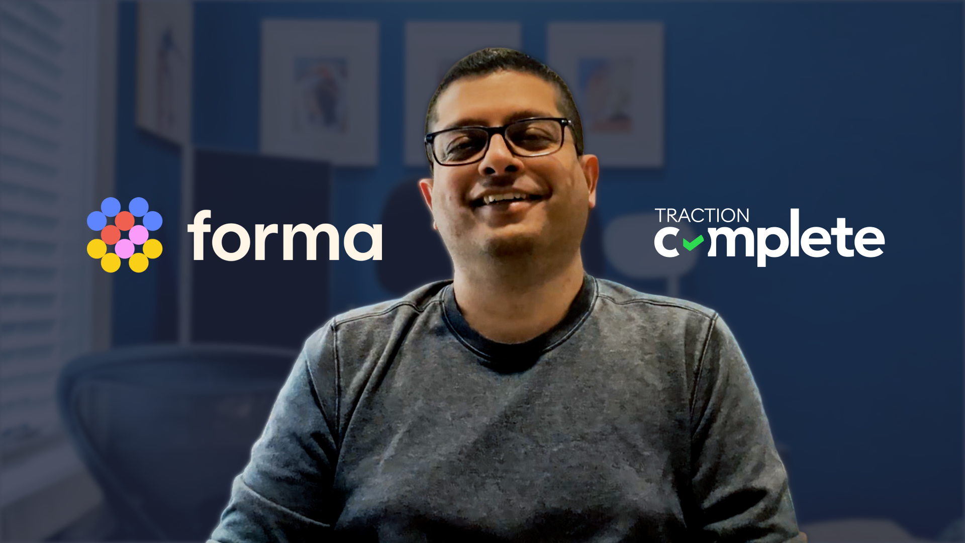 Aman Rastogi, Lead Salesforce & Systems Administrator at Forma, with the Forma and Traction Complete logos, for the customer story on cutting lead response time from hours to minutes